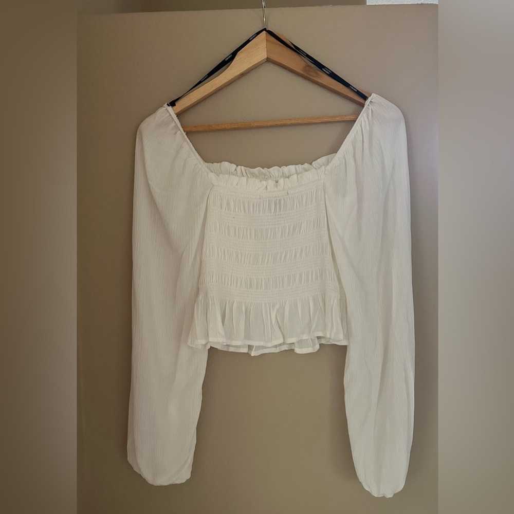 Peasant Puff Sleeve White Top